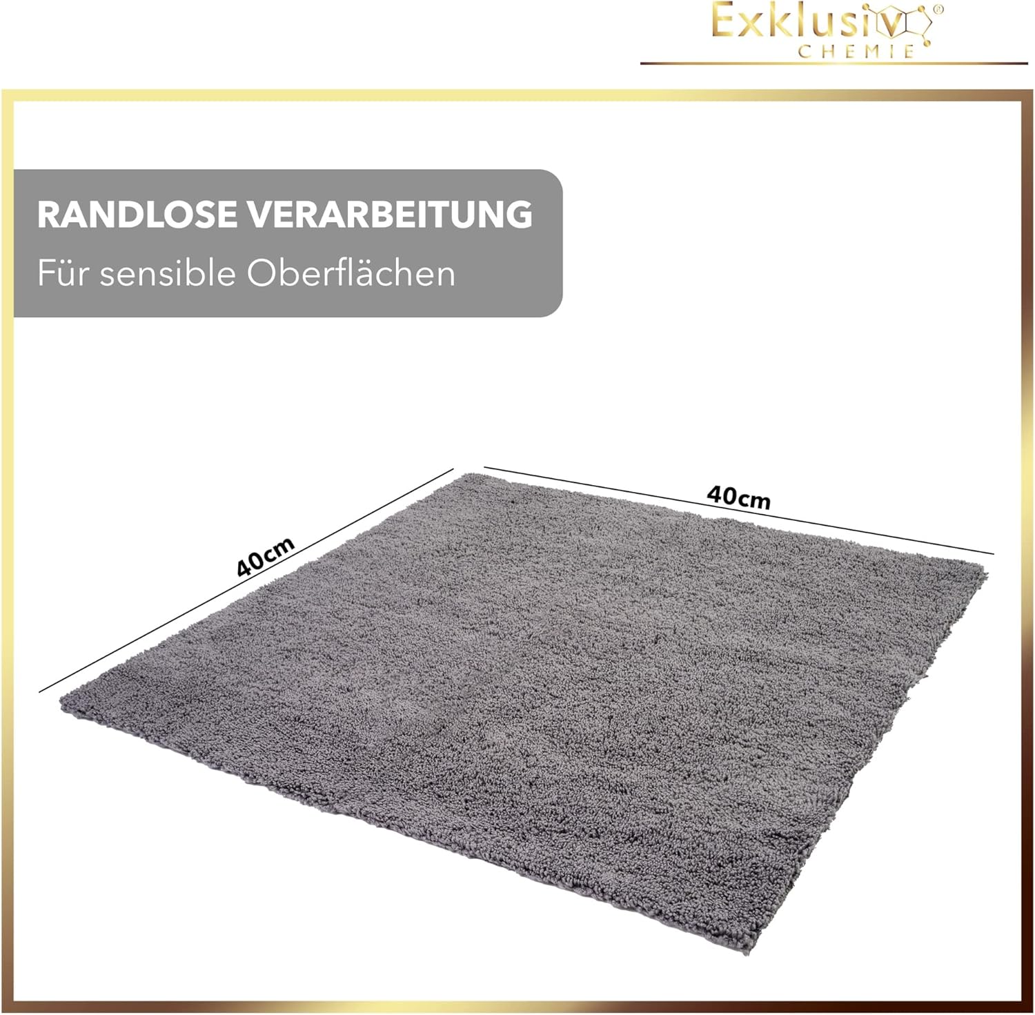 Randloses Mikrofasertuch 620 GSM - Q4 2 Stück + Handpolierschwamm - 40 x 40 cm