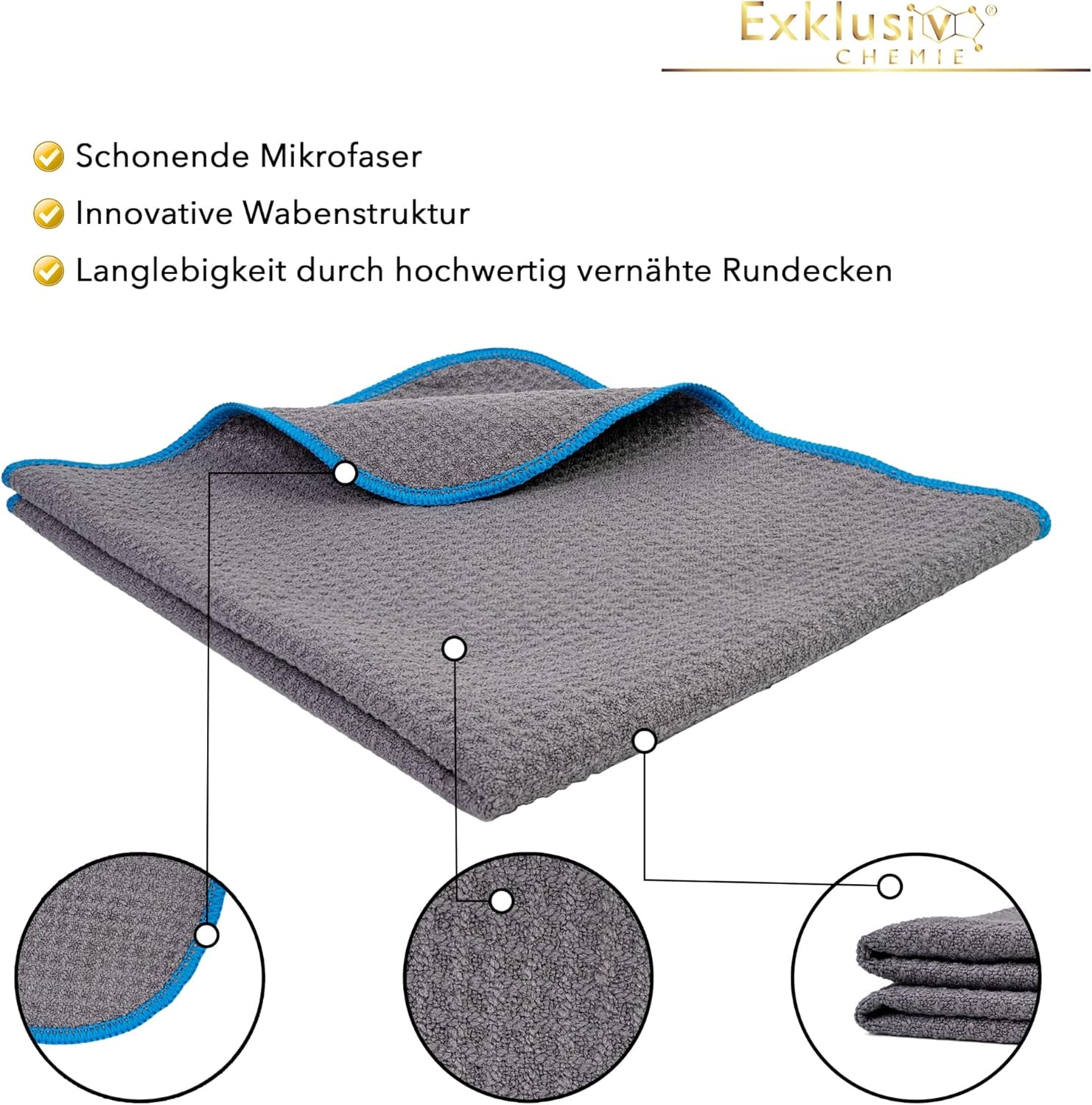 Waffeltuch 320 GSM - Q5 + Handpolierschwamm - 40 x 40 cm