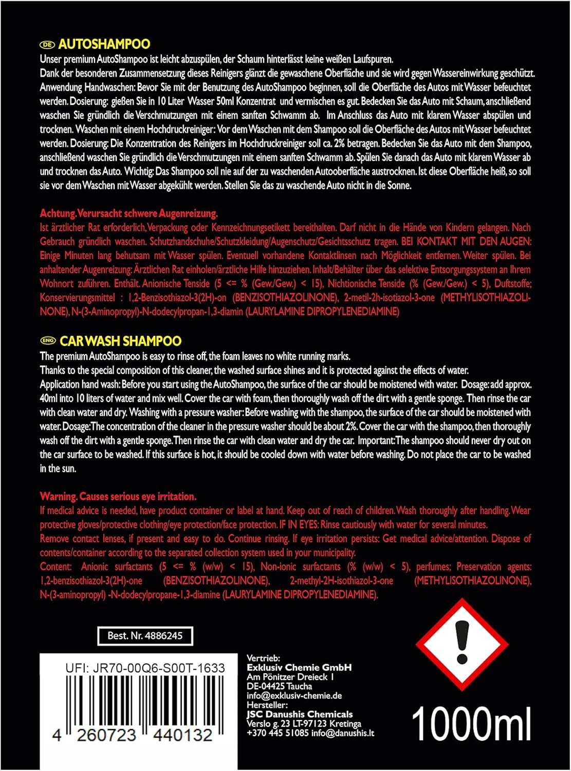 Autoshampoo Konzentrat 1 Liter