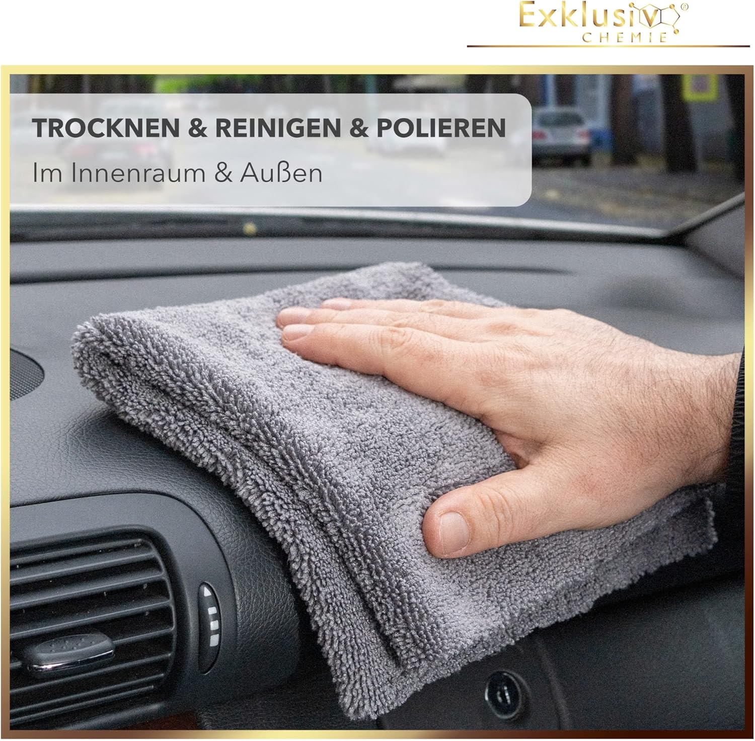 Randloses Mikrofasertuch 620 GSM - Q4 2 Stück + Handpolierschwamm - 40 x 40 cm